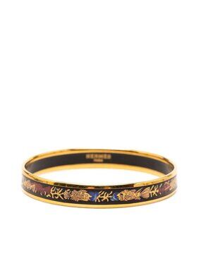 Hermes Enamel PM Cloisonne Bangle Gold Multicolor Plated 1- Bracelet